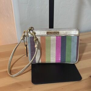Coach Poppy Striped Gold Wristlet